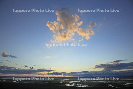 細岡展望台から夕景の釧路湿原
