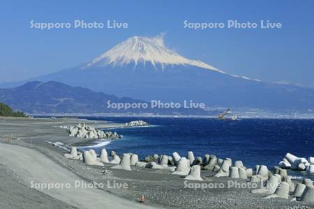 三保の松原と富士山と消波ブロック　世界遺産