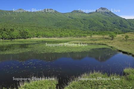 高架木道から知床五胡と知床連峰・世界遺産