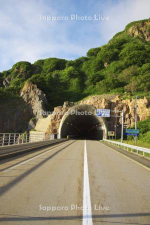 国道229号と西の河原トンネル