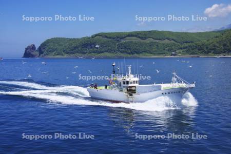 漁船とプユニ岬