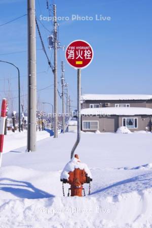 雪の中の消火栓