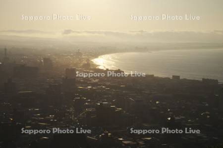 大森浜と津軽海峡の朝