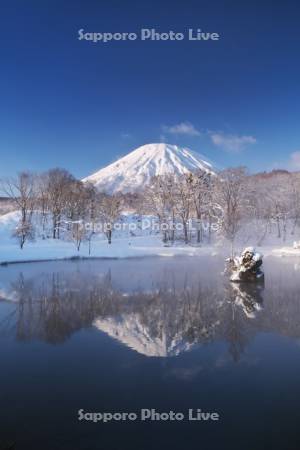 ふきだし公園と羊蹄山の朝とけあらし