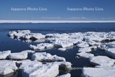 オホーツク海の流氷と知床連山