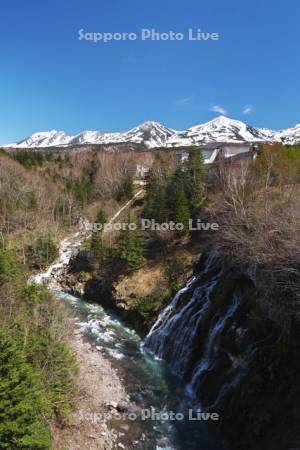 白ひげの滝と十勝岳連峰