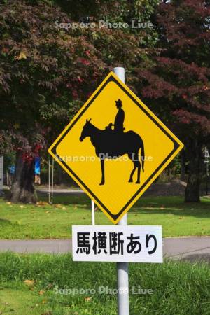 馬横断の注意標識