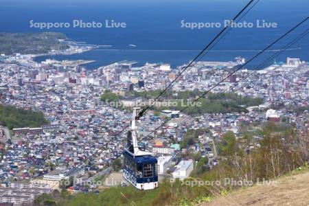 小樽市街地と天狗山ロープウェイ