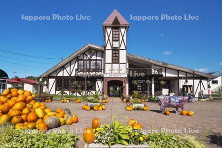 ニセコ駅とハロウィンカボチャ