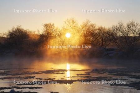 釧路川の朝と氷