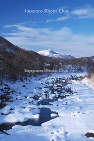 有珠山と長流川