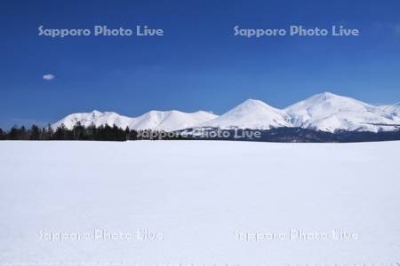 十勝岳連峰と雪原