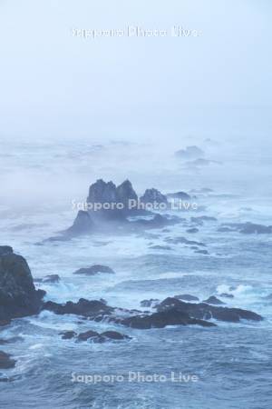 襟裳岬の朝と海霧