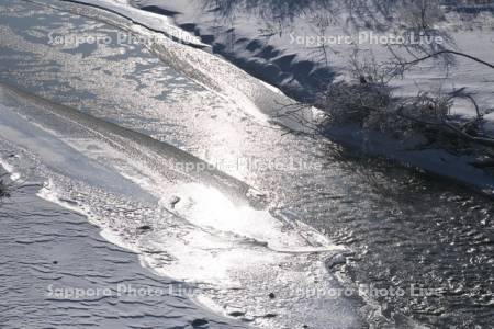 豊似川の流れる氷