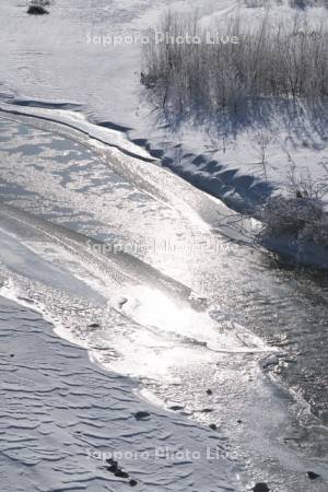 豊似川の流れる氷