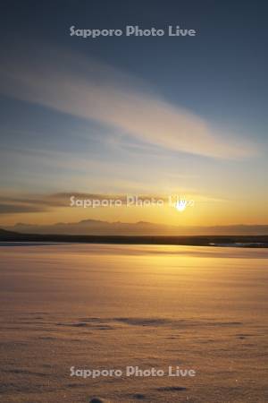 夕張山地の夕景