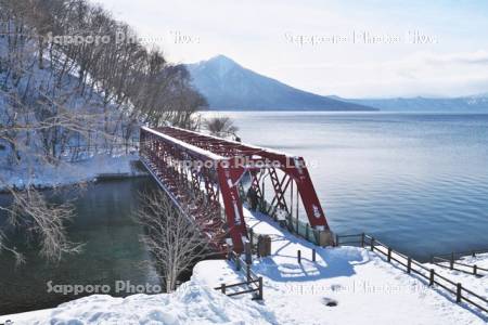 支笏湖と山線鉄橋