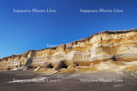 晩成海岸の断崖（断壁）と地層
