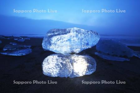 十勝のジュエリーアイスの朝と海