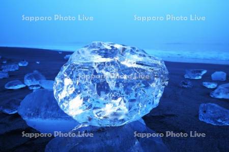 十勝のジュエリーアイスの朝と海