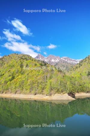 さっぽろ湖と定山渓天狗岳