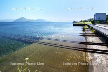 洞爺湖と湖底線路と中島