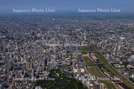 豊平川から札幌駅周辺