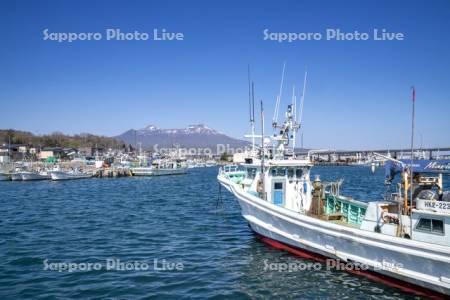 駒ヶ岳と鹿部漁港