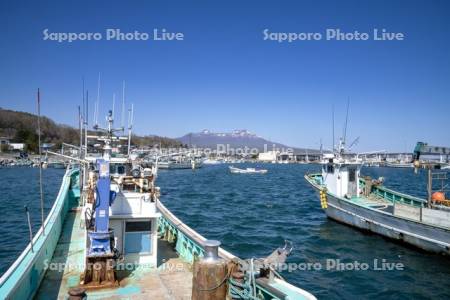 駒ヶ岳と鹿部漁港