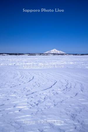 サロベツ原野の風紋と利尻島