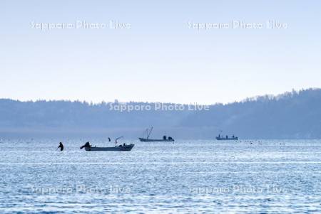 アサリ漁　厚岸湖
