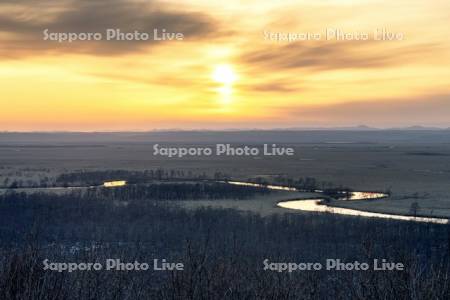 釧路湿原の夕日