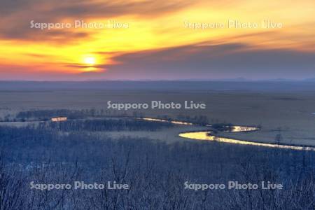 釧路湿原の夕日