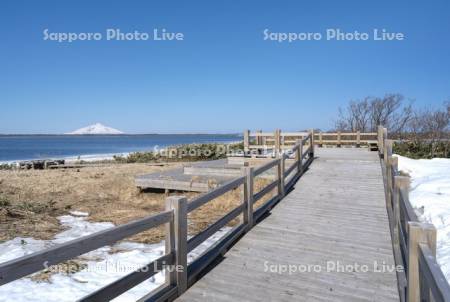 雪解けのパンケ沼と利尻島