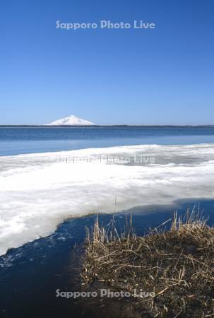 雪解けのパンケ沼と利尻島
