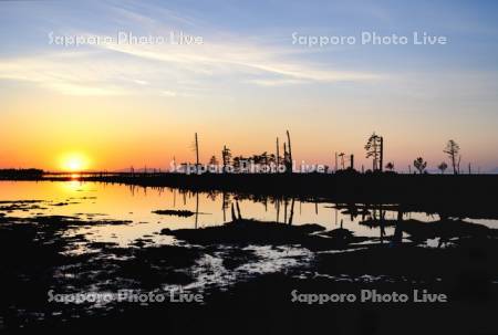 春国岱と夕日