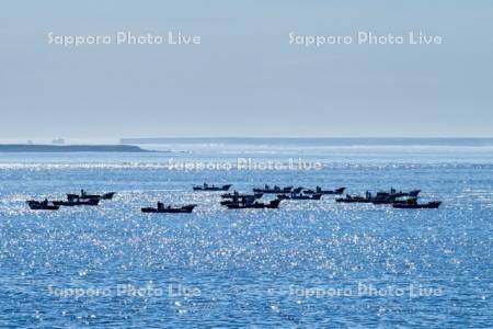 コンブ漁船と貝殻島