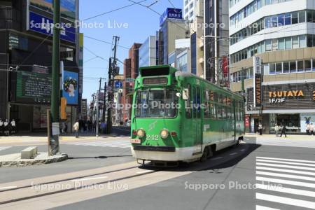 スクランブル交差点の札幌市電　2016年（H28）