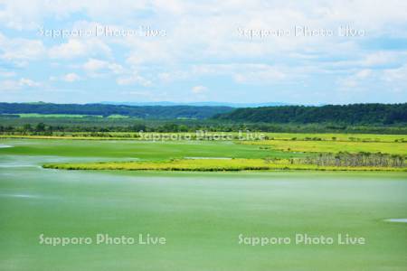 釧網線から望む湖面の彩
