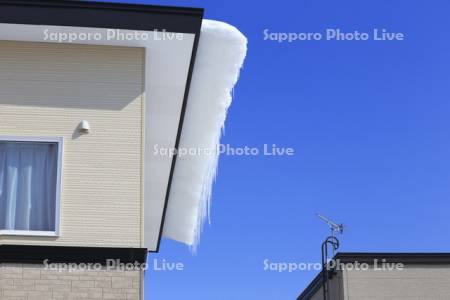 屋根からの雪庇