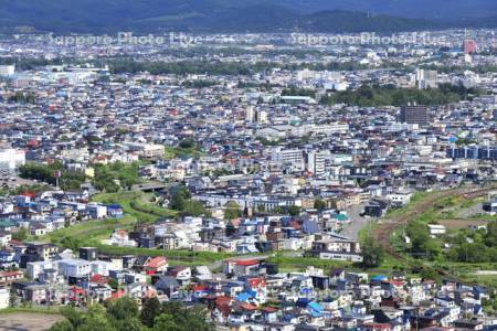 嵐山から見た旭川市街地