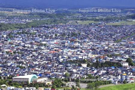 嵐山から見た旭川市街地
