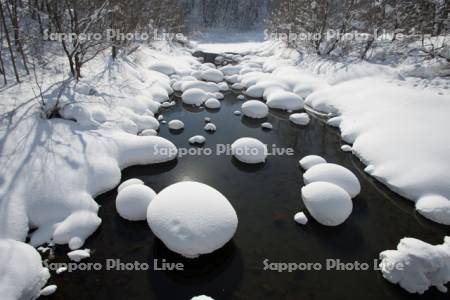 尻別川の雪の造形