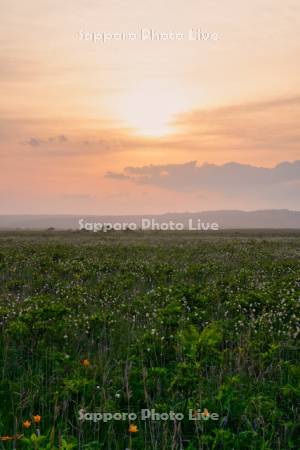 霧多布湿原の夕日