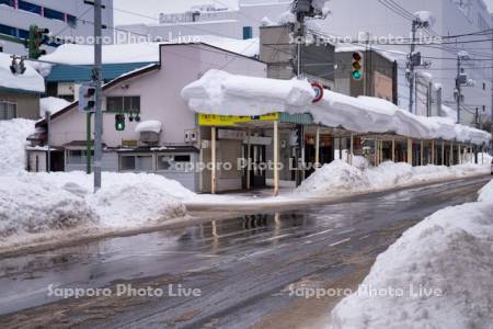 大雪の商店街