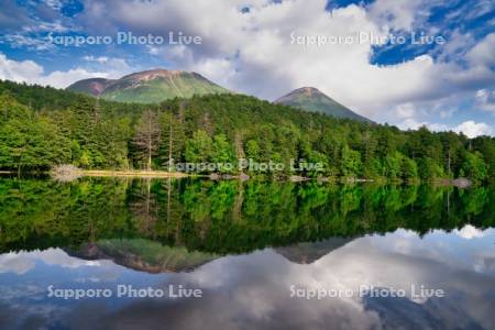 オンネトーと雌阿寒岳と阿寒富士