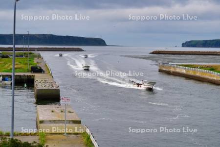 コンブ漁船の帰港