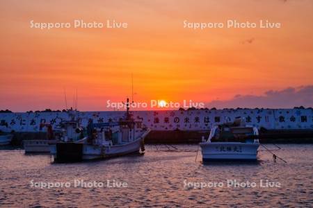 厚田港の夕日