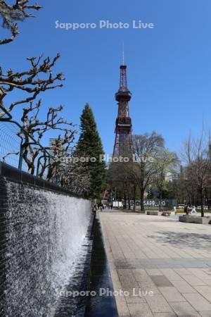 大通公園壁泉とテレビ塔
