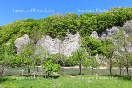 藻南公園　豊平川とおいらん淵
